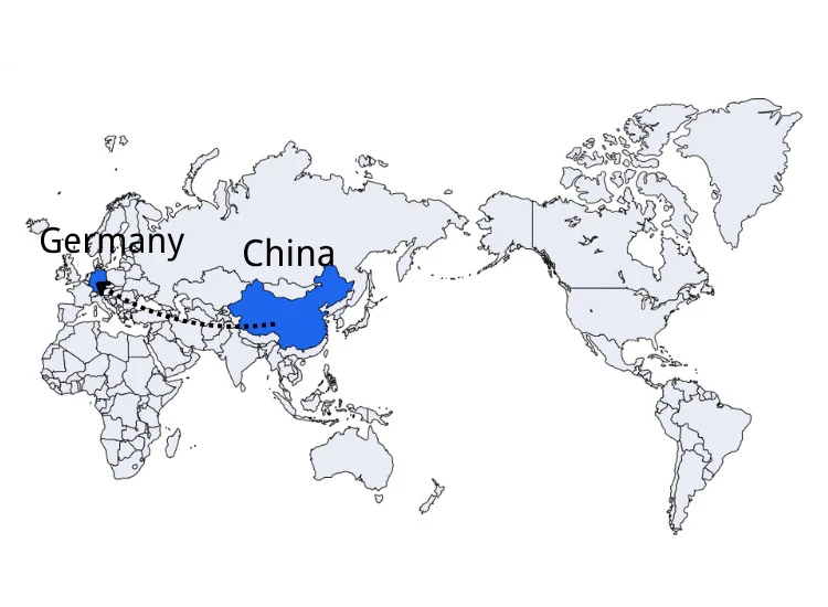 Shipping route from China to Germany map